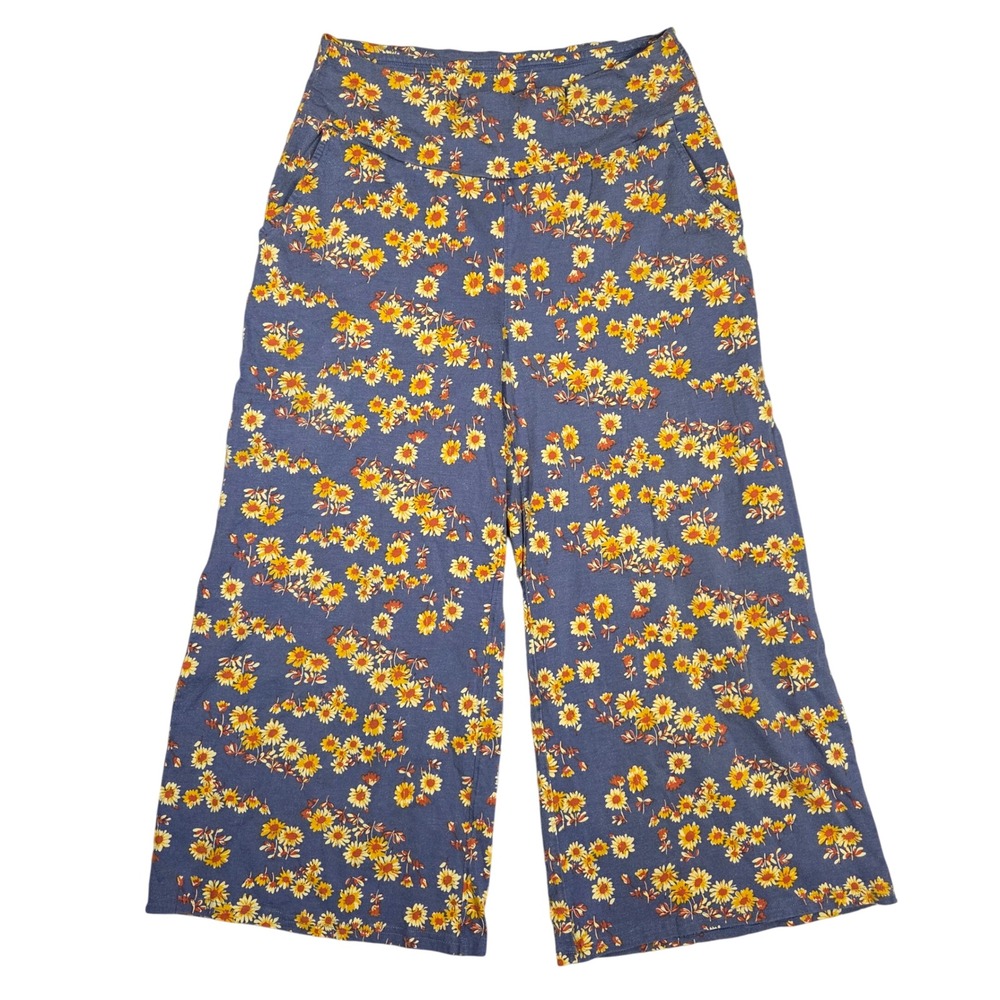 Toad&Co Womens Blue Floral Daisy Organic Cotton Tencel Wide Leg Pants Size M